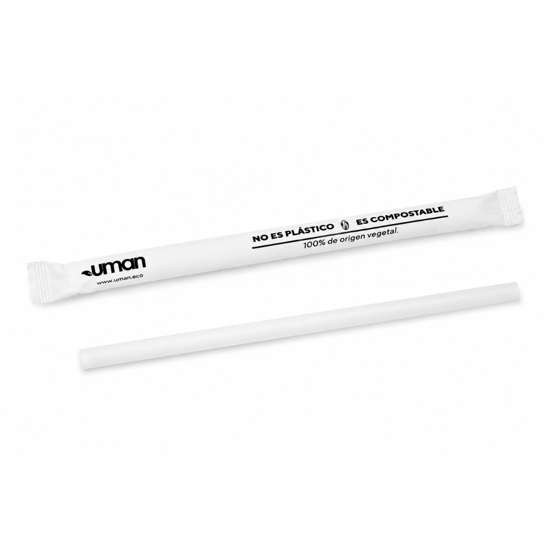 Pitillo PLA Compostable 10mm (250 uds)