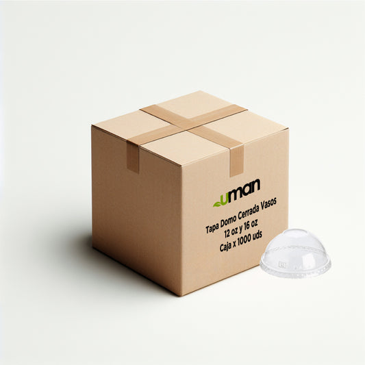 Caja Tapa Domo Cerrada Vasos 12 oz y 16 oz (1.000 uds)