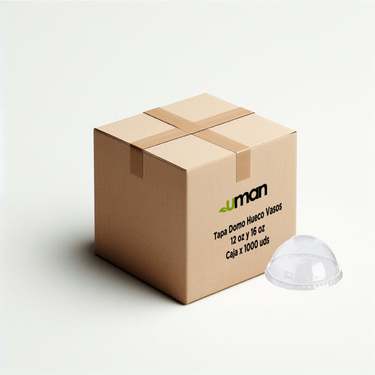 Caja Tapa Domo Hueco Vasos 12 oz y 16 oz (1.000 uds)
