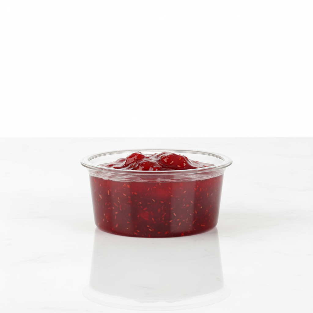 Porcionador transparente 3 oz con mermelada de fresa
